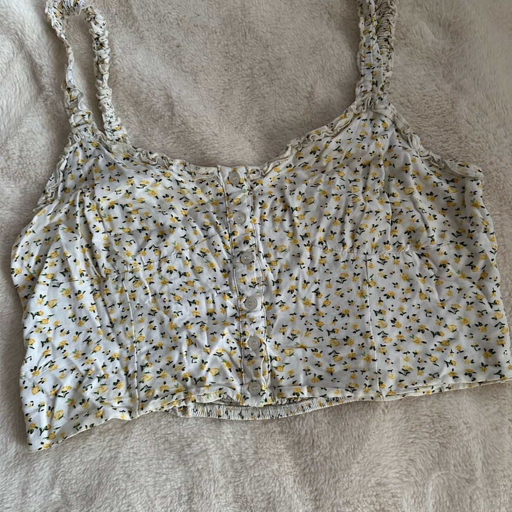 Floral White and Yellow Women's crop Top